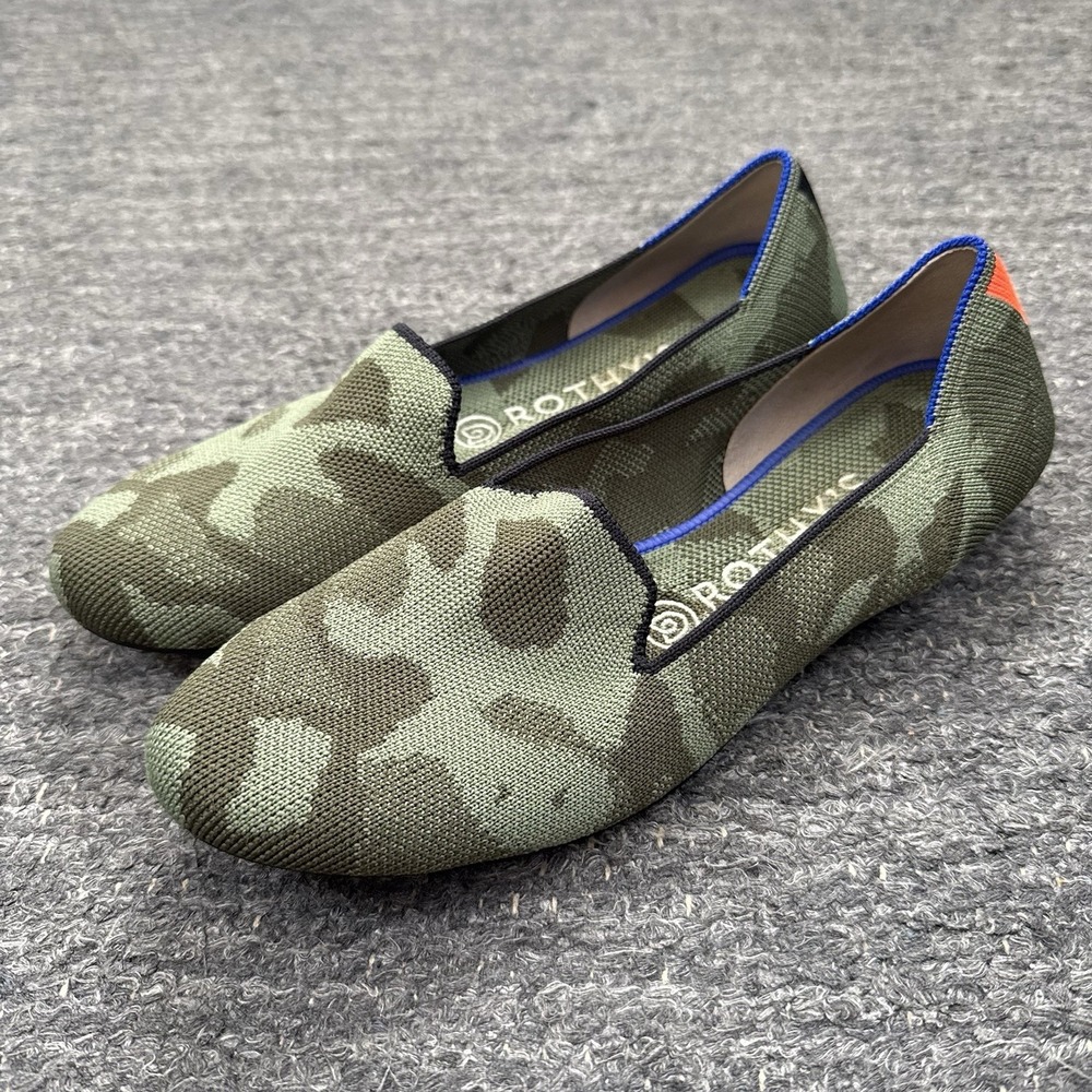 Rothys The Loafer Women 7.5 Olive Green Camo Ballet Comfort Flats T17 Army